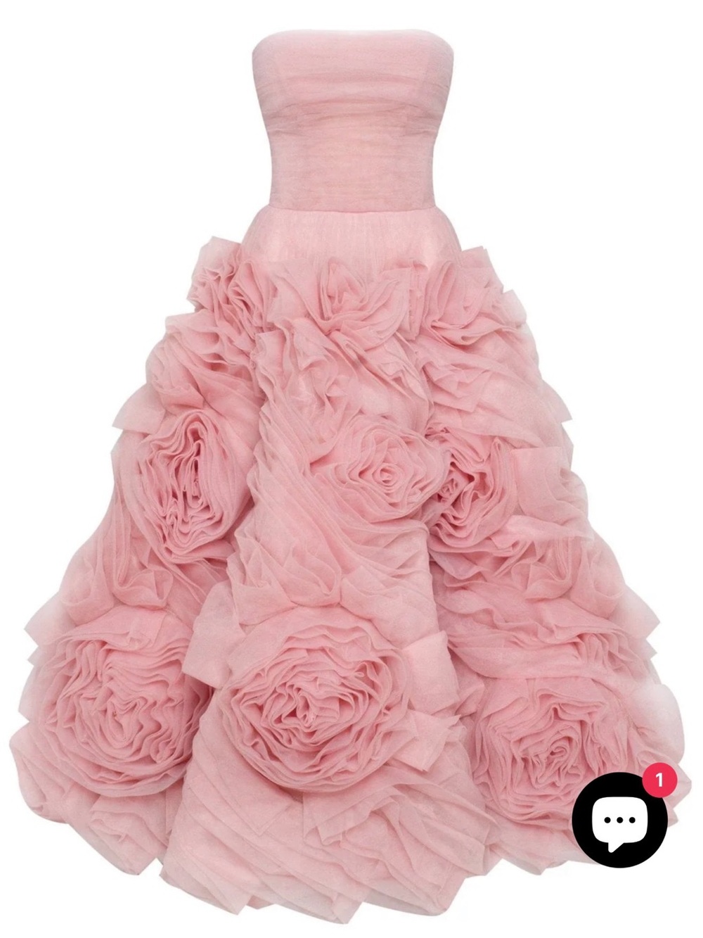Strapless Dusty Pink Rosette Ball Gown